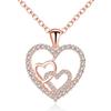 Amazon Cross-border Novos Produtos Coração a Coração Zircônia Pingente Colar Mulheres Luz Luxo Moda Nicho Elegante Love Neck Chain