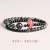 Pulsera de Doble Círculo con Cuenta de Cristal de Fresa Natural para la Buena Suerte para Mujer, Cristal Rosa, Nuevo Estilo Chino, Tendencia Nacional, Ágata de Alta Gama, Anillo Corredizo