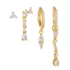 Pendientes de Borla con Cadena de Estrella y Luna Transfronterizos Europeos y Americanos Estrella de Seis Puntas Moda Conjunto de Pendientes de Circonita Joyería para Niñas
