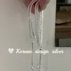 Moda Ins Coreana Joias de Prata Prata Esterlina S925 Fileira de Diamantes Pulseiras de Puxar Empilhadas com Estilo Suave e Elegante