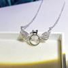 Collar de plata de moda con temperamento sencillo, joyería coreana con colgante de alas de ángel y microcircón.