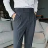 Cinco Colores Disponibles Pantalones de Hombre Estilo Nápoles Versión Coreana Ajuste Delgado Pierna Cónica Pantalones de Pierna Recta Casual Retro Cintura Alta