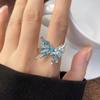 Pulsera de mariposa azul marino con diseño de nicho para mujer, textura irregular, anillo de dedo con gotas de aceite, estilo Ins de sentido avanzado.