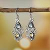 Wo wish Amazon Creative Flower Drop Brincos de Pera Europeu e Americano Retrô Mar Azul Topázio Ear Jewelry