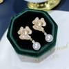 Brincos de Prata 925 Mais Vendidos no Outono com Pérolas Naturais Brancas de Água Doce para Mulheres, Estilo Floral Vintage de Alto Padrão 2026