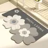 Alfombrilla de suelo floral de tierra de diatomeas estilo ins para baño/inodoro, absorbente de agua, secado rápido, resistente a la suciedad, antideslizante, alfombrilla suave para pies