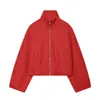 Comercio Electrónico Transfronterizo Estilo Nuevo Cuello Alto Cremallera Chaqueta Corta para Mujer Color Sólido Manga Larga Holgada Adelgazante Multicolor Versátil Top de Primavera y Otoño