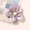 Ins Nicho Elegante Estilo Creme Acetinado Flor de Cinco Pétalas DIY Roupas Acessórios para Cabeça Broche Sapatos e Chapéus Materiais e Componentes