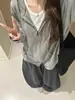 Moletom com Capuz e Zíper Duplo Estilo Coreano para Mulheres, Primavera/Outono, Solto, Emagrecedor, Amigo da Pele, Casual, Versátil, Jaqueta Cardigan Top