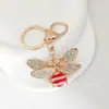 Llavero de Abeja Incrustado de Diamantes Aleación Insecto Llavero de Coche Colgante Lindo para Bolsa Llavero Femenino Transfronterizo