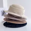 Elegante Sombrero de Copa con Lazo para Mujeres de Sociedad Otoño/Invierno Casual Versátil Gorro de Punto Temperamento Femenino de Moda Sombrero de Pescador