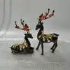 Veado Sika de Latão Veado Fu Enfeites Veado Deitado Veado Jubao Sala de Estar Decoração de Armário de Vinho Artesanato Doméstico Simples Criativo Presente