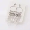 Pendientes Largos con Borlas Exageradas de Circonita Estilo Coreano para Mujer, Pendientes de Metal de Moda Europeos y Americanos, Venta al por Mayor de Joyería
