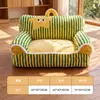 Uau Cama Customizada para Gato Sofá de Pelúcia para Pets para Todas as Estações Quente para Outono e Inverno Cama para Gato Listrada Cama para Cachorro Elevada