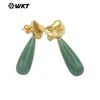 Wt-E802 Brincos de Pingente de Pedra Natural Calcedônia Amazonita Retro Personalizados de Comprimento Médio Populares para Exportação