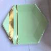Europa y Estados Unidos nuevo plato de papel hexagonal color bronceado sub-sexo suministros para fiesta de cumpleaños plato de papel mármol