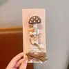 Tecido cor de café desenho animado presilha de cabelo infantil laço xadrez pérola presilha de tecido totalmente revestida presilha para franja de bebê sem danificar