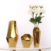 Galvanoplastia de luxo leve simples nórdico ouro nobre geométrico abstrato vaso cerâmico decoração suave ornamentos atacado