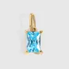 Chihang Jewelry Colgante Cuadrado Geométrico de Acero Inoxidable con Circonita Chapado en Oro Accesorios de Colgante Piedra de Nacimiento de Diciembre