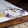 Pulsera de Bolsa de Dinero de Cristal Blanco Natural con Amatista, Pulsera Original Nueva Estilo Chino para Mujer, Disponible para Dropshipping