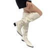 Botas Grandes de Pila Plisadas para Mujer 2024 Botas Nuevas Primavera y Otoño Botas de Mujer Botas Francesas de Punta Afilada Botas de Tacón Grueso