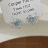 Brincos de Esmalte Fosco de Alto Padrão Estilo Coreano, Moda de Alto Padrão de Nicho, Brincos de Borboleta Pintura a Óleo Azul Frescos e Elegantes
