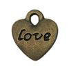 Mezcla de 20 colgantes de aleación con forma de corazón de amor hueco, estilo retro, verde antiguo, hechos a mano, para pulseras y collares.