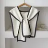 Xale de Tricô para Mulheres, Manto Fashion Estilo Cruzado, Peça de Roupa Pequena, Cachecol de Lã, Gola Falsa, Aquecedor de Pescoço Versátil, Estilo Doce Coreano e Japonês