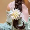Horquilla de Plumas con Borlas de Halloween Estilo Ballet Súper Hada Elegante Estilo Puro Lujoso Horquilla de Piel Pinza Lateral para Llevar en la Cabeza