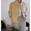 Nueva moda de principios de otoño estilo coreano, chaqueta corta con cuello alto y cordón estilo Hong Kong para mujer, top holgado y casual 19881