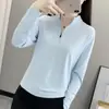 Top de mujer de manga larga de secado rápido 2026 moda color liso primavera-verano nuevo estilo cuello alto alta apariencia ligero top deportivo fitness
