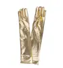 Luvas Femininas Extralongas de Couro Envernizado Sexy Elásticas 50cm Transfronteiriças Fantasia de Ópera Cosplay Luvas Escuras
