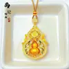 Estilo Similar a Xiaohongshu Colgante de Porcelana Azul y Blanca Cepillada con Diamantes y Chapado en Oro Collar Doble Calabaza para Mujer Venta al por Mayor