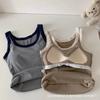 Otoño e Invierno algodón cepillado color contrastante chaleco térmico para mujer ajuste ceñido ropa interior ropa exterior con almohadilla en el pecho Top de tirantes ropa interior térmica para mujer