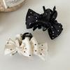 Presilha de Cabelo Retro de Bolinhas Pretas e Brancas de Alta Qualidade com Laço, Versátil e Elegante, Perfeita para Penteados Updo, Acessório de Cabelo Exquisito