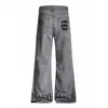 Jeans Masculino Vintage Lavado Estilo Retro Versátil High Street, Calças Finas Largas Retas Emagrecedoras Wide-Leg Comprimento Total