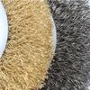 Escova de arame de aço plana com cabo em forma de T, roda de arame de aço amarelo, cabeça plana, escova de metal, remoção de ferrugem, rebarbação
