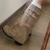 Hebilla de Cinturón Vintage Zapatos de Bota Melard Plisados para Mujer 2026 Nuevo Estilo de Verano Botas Holgadas Botas de Caña Alta para Montar