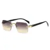 Gafas de Sol de Moda sin Marco Transfronterizas Nuevas y Tendencia para Hombres, Gafas de Sol de Corte Angular Estilo Europeo y Americano para Mujeres, Gafas de Sol Personalizadas, Venta al por Mayor desde el Fabricante
