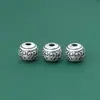Cuentas Espaciadoras Patrón Vintage de 12 mm Plata Pura S999 Cuentas Sueltas Retro Joyería DIY Pulsera Cuentas Superiores Accesorios de Plata