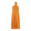 Bestseller transfronterizo de AliExpress primavera 2026 nuevo vestido de mujer con textura de satén de seda y cuello halter vestido midi 7961748
