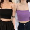 Chaleco sexy con tirantes cortos para mujer, novedad de verano 2023, color liso, hombros descubiertos, informal, ajustado, para estudiantes
