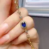 Atacado de Fábrica Popular Pulseira de Safira Natural Prata S925 Incrustada Pedra Principal 5*7 Joias de Luxo Venda Direta de Fábrica