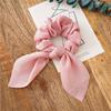 Diadema de Tela para Cabello de Streamer Transfronterizo con Borlas y Anillo de Intestino Grande Anudado Anillo de Tela Diadema Simple de Color Sólido Orejas de Conejo Tocados de Seda y Satén