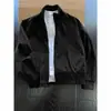 Cleanfit Jaqueta de Voo Americana Marca Spring Tide Jaqueta Curta Baseball Gola Alta Jaqueta de Trabalho Pesada Rígida
