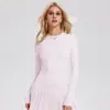 Tops Esportivos Transfronteiriços para Mulheres, Novas Roupas de Yoga, Peça Externa de Manga Longa Justa com Gola Redonda, Camiseta de Corrida, Roupas de Pilates e Fitness
