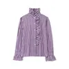Camisa Casual de Manga Larga con Volantes y Cuadros Brillantes para Mujer, Nueva Primavera 2025, Transfronteriza Europea y Americana, Venta al por Mayor