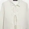 Nuevo top de camisa de encaje bordado de otoño de estilo europeo y americano, holgado, de comercio exterior transfronterizo
