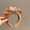 Lindo diadema para lavar la cara con estampado de leopardo y cara de gatito, diadema de gato con flor para mujer, para lavar la cara, otoño e invierno, caricatura, diadema para sujetar el cabello, pasador, accesorios para el cabello