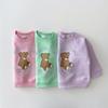Estilo coreano ins Baby Children's Wear Candy-colored Cartoon Bear Sweater Bebê Primavera e Outono Novo Estilo Ocidental Casual Top